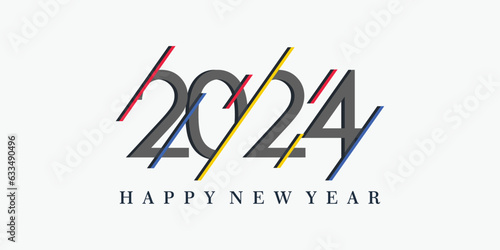 2024 happy new year logo design with 2024 number design vector
