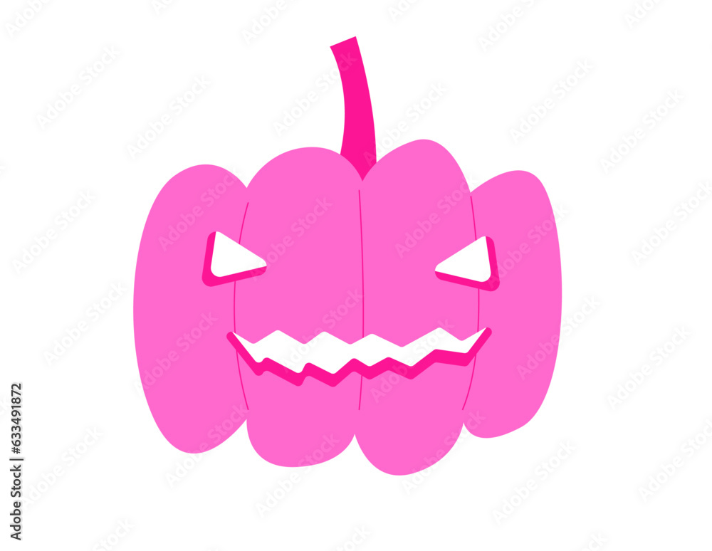Halloween pink pumpkin head isolated on white background. Halloween decoration. Halloween pink pumpkin head isolated on white background. Halloween decoration.