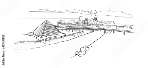 Simple vector graphic of the Memphis, Tennessee cityscape 