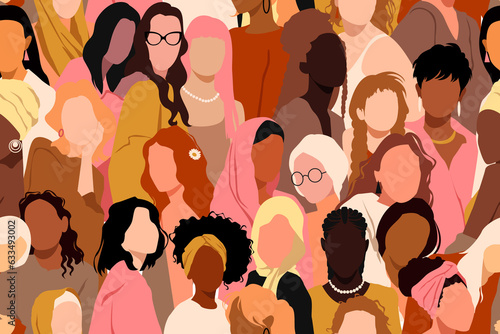 Young different women seamlessly pattern