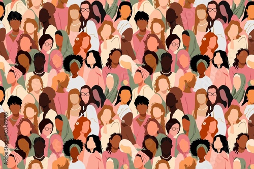 Young different women seamlessly pattern