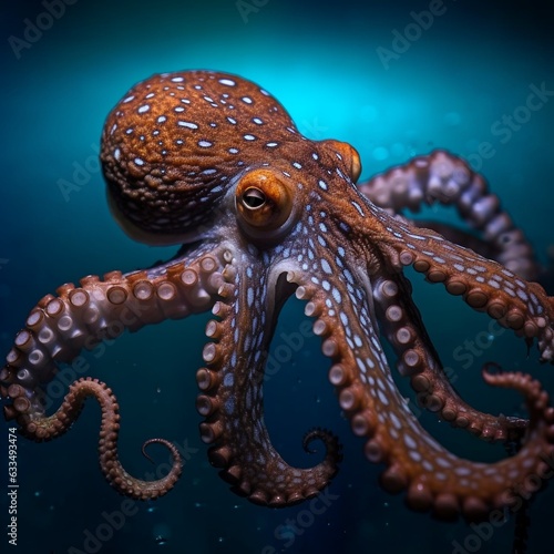 A large octopus, deep-sea creature, ocean floor, ai generated