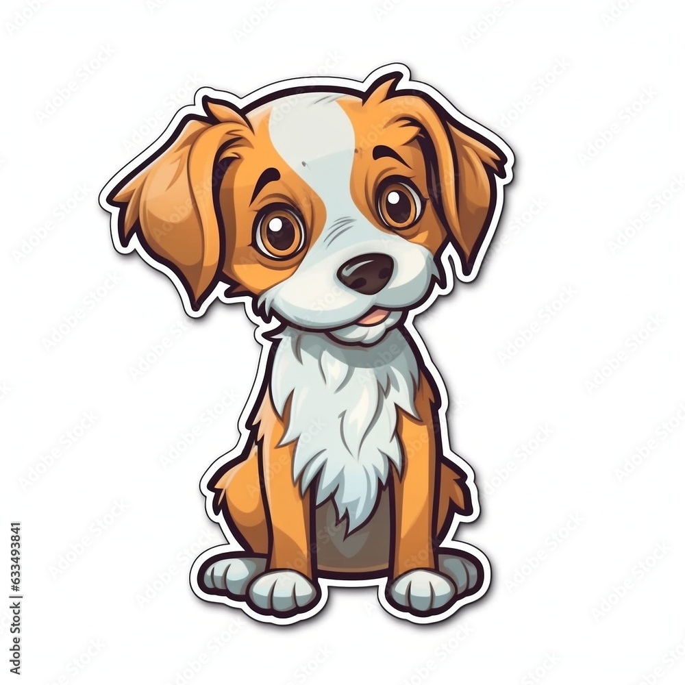 Dog, cartoon style, sticker, cute, funny, illustration, ai generated Dog, cartoon style, sticker, cute, funny, illustration, ai generated