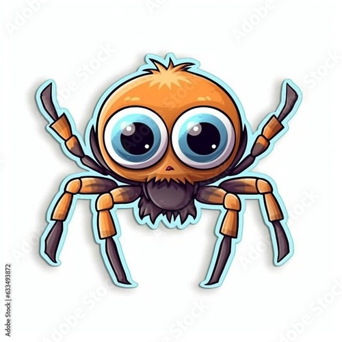 Spider , cartoon style, sticker, cute, funny, illustration, photo