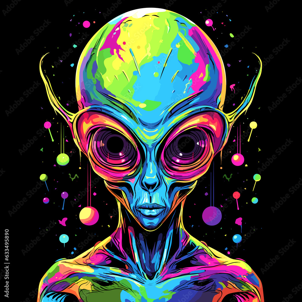 Humanoid alien portrait in vector graphic style. Humanoid alien portrait in vector graphic style.