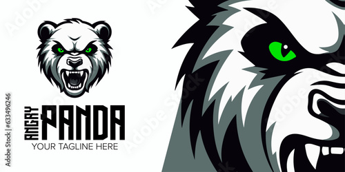 Dynamic Angry Panda Mascot Logo: Modern Vector Design for Sport, Esport Team, Badge, Emblem, T-shirt Printing