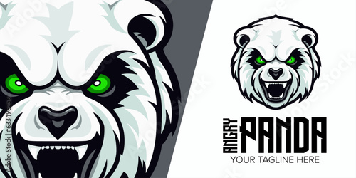 Angry Panda Head Mascot Vector Logo Design: Modern Illustration for Sport, Esport Team, Badge, Emblem, T-shirt Printing