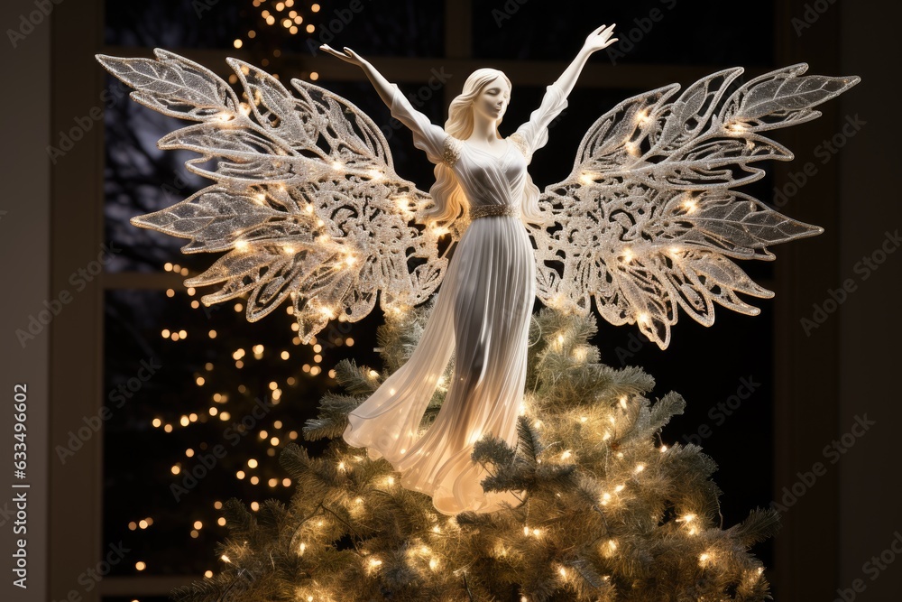 christmas angel on the background of the christmas tree christmas angel on the background of the christmas tree