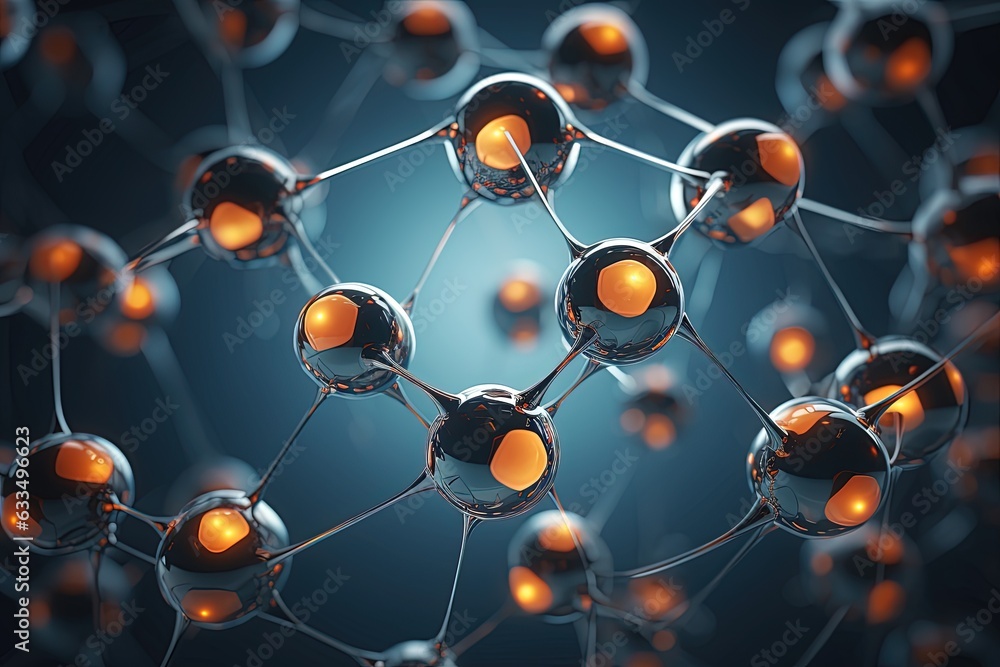 3D render abstract molecular structure. 3D render abstract molecular structure.
