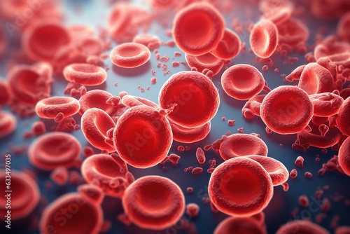Close up of blood cells, leukocytes, erythrocytes bloodstream.