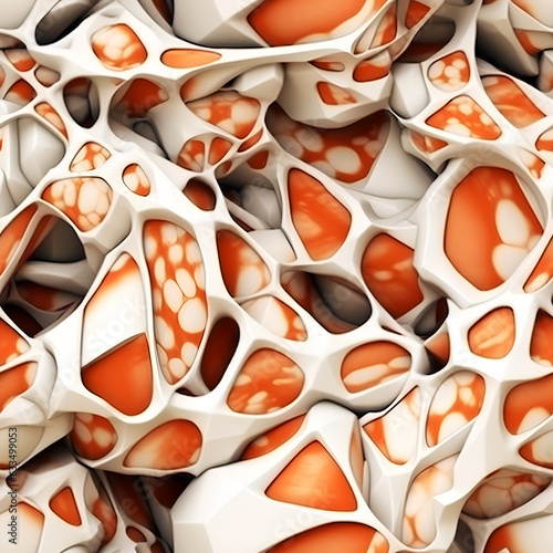 3D rendered irregular orange color geometric seamless background. Generative AI