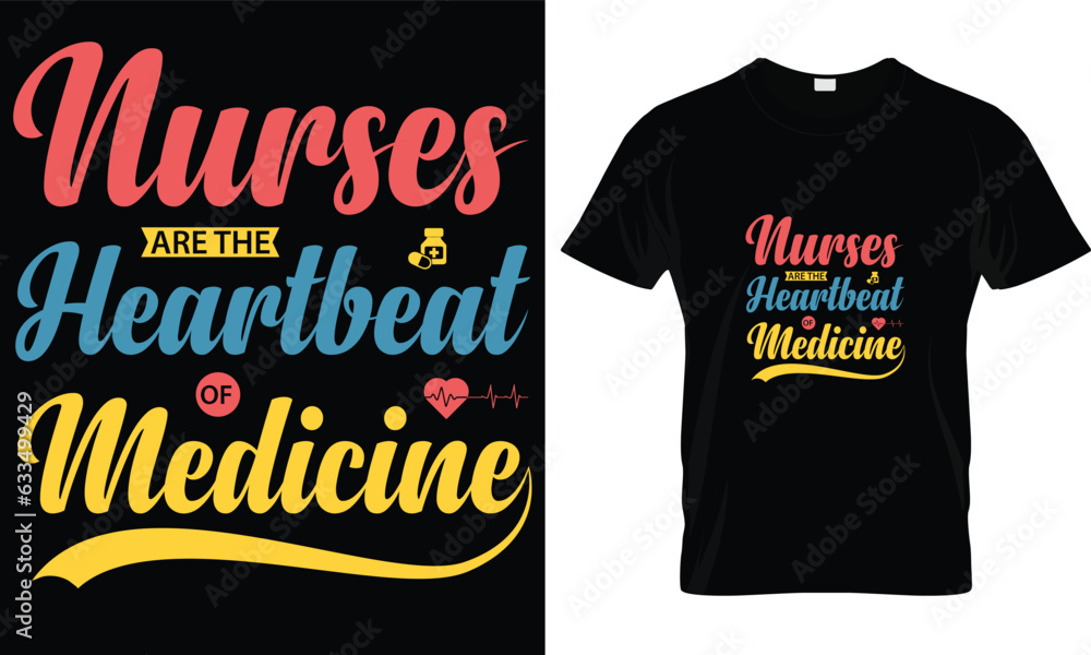 Fototapeta premium Nurse t-shirt design graphic vector.