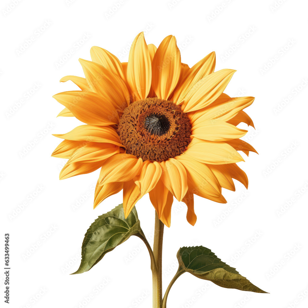 Obraz premium Sunflower with shadow on transparent background