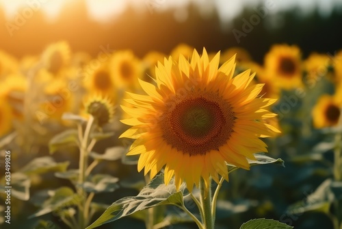 Sunflower on blurred sunny nature background, generated by AI © GalleryGlider