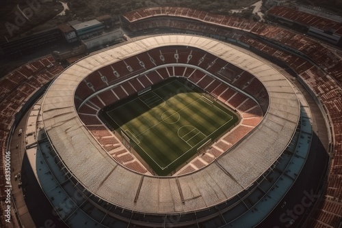 top view of soccer stadium at the afternoon