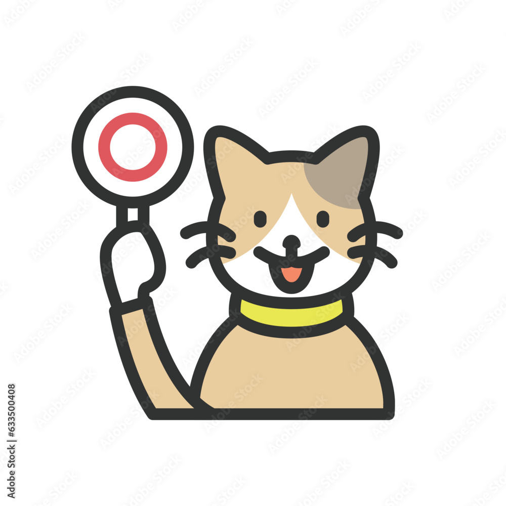 マル(〇)印の札を持つ猫のイラスト Stock Vector | Adobe Stock