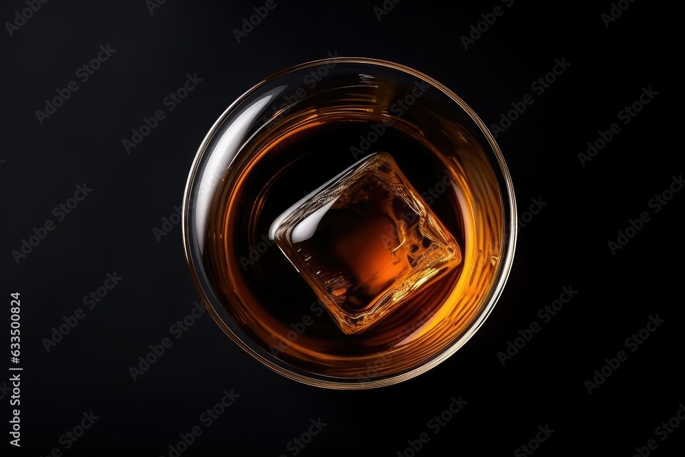 Whisky bourbon or cognac. Hard strong alcoholic drink - obrazy, fototapety, plakaty 