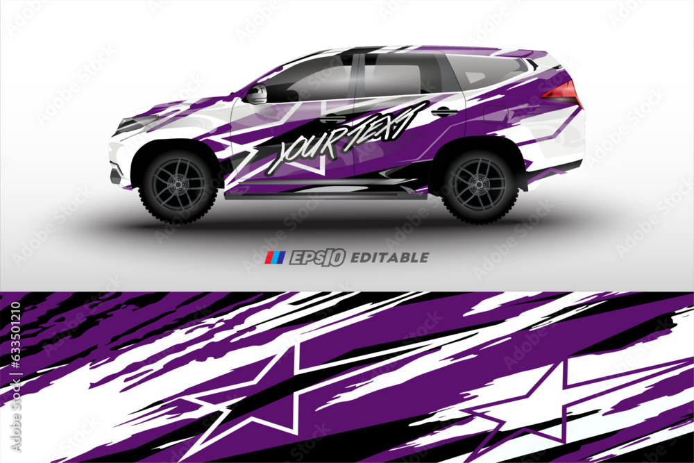 vector racing car wrap design for vehicle vinyl stickers and automotive company sticker livery	