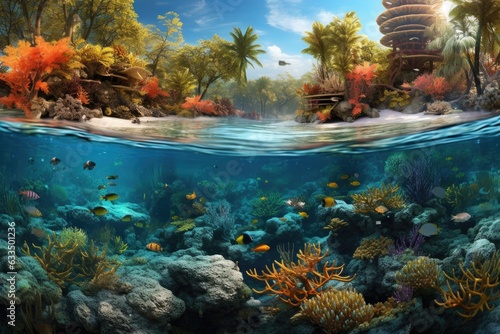 coral garden panorama showcasing biodiversity and beauty