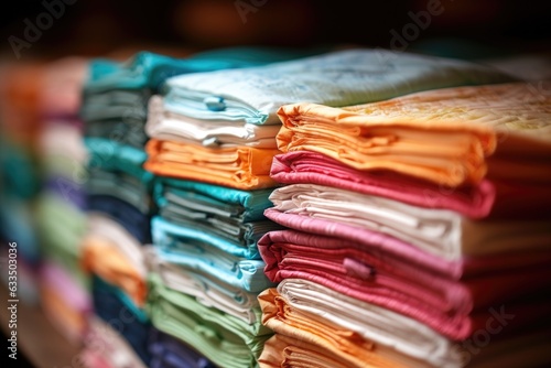 close-up of fresh diapers stacked neatly