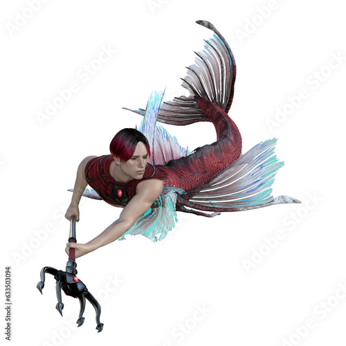 Mythical Merman, Mermaid Illustration 3D PNG 45
