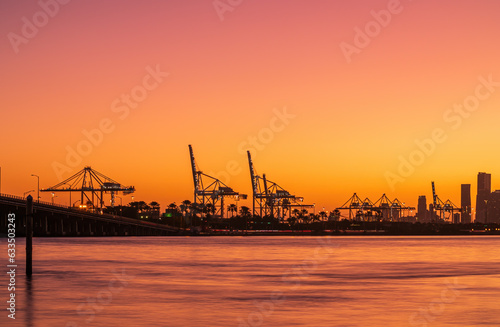 The port of Miami at sunset, USA
