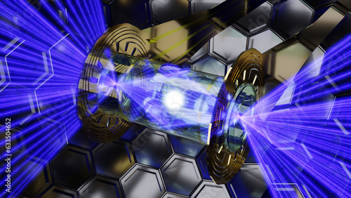 Bild auf Leinwand 3d render of laser irradiated inertial confinement fusion occurring in a hohlraum