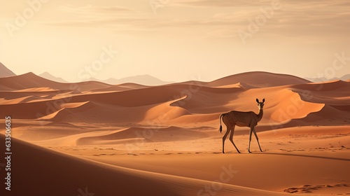  a giraffe standing in the middle of a desert.  generative ai