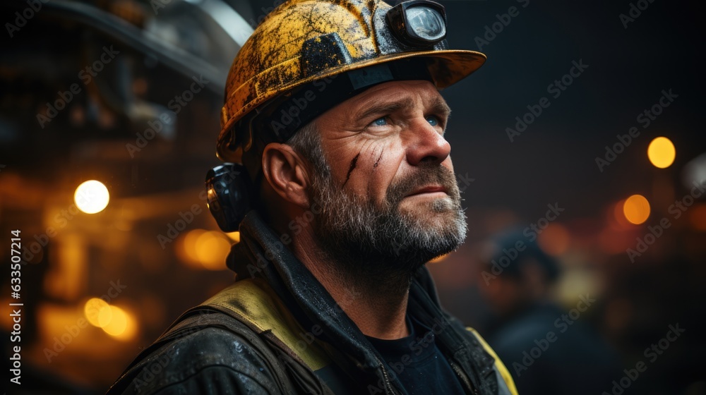photograph of Tunnel engineer in dark railway tunnel construction site. Heavy work underground,genearative ai photograph of Tunnel engineer in dark railway tunnel construction site. Heavy work underground,genearative ai