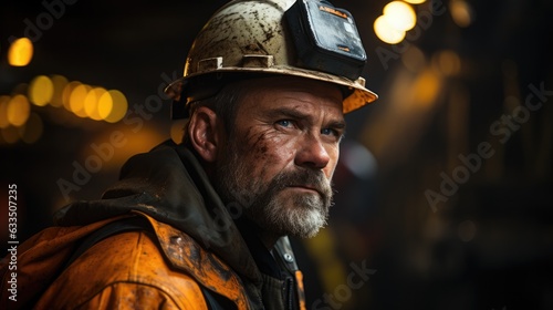 photograph of Tunnel engineer in dark railway tunnel construction site. Heavy work underground,genearative ai