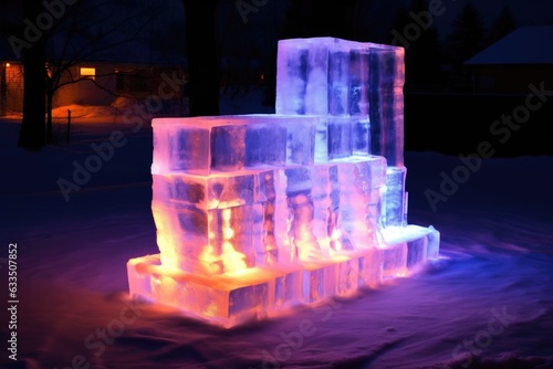 glowing lights illuminating ice sculpture