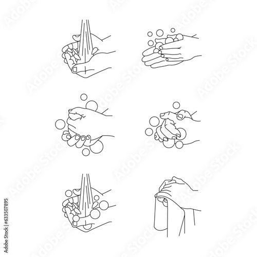 Hands washing icon. Hand wash with water drop vector illustration. Personal hygiene symbol. Antibacterial antiseptic prevention sign. Sanitary protection pictogram. Clean palm concept.