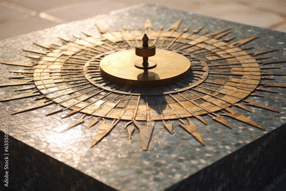 sundial with sunlight creating intricate patterns