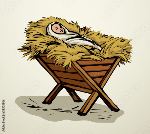 Newborn baby Jesus. Vector drawing