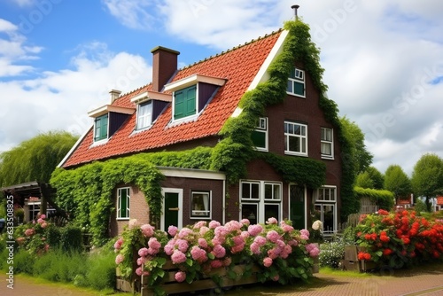 Typical Dutch house during the summer.