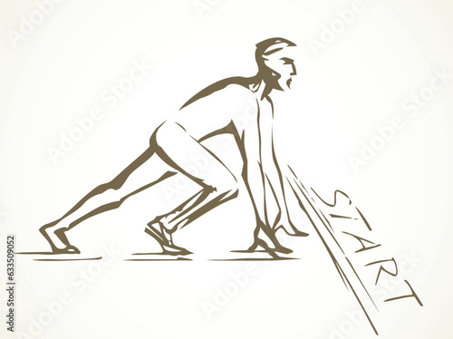 The man at the start. Vector drawing