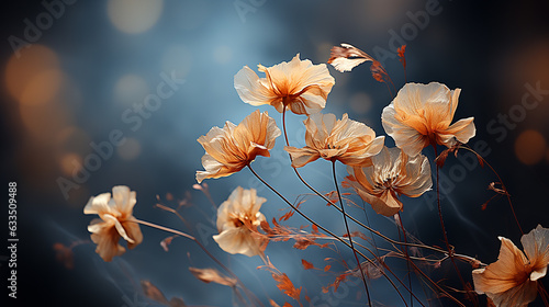 Nature s elegance in macro  the detailed allure of multiple dried blossoms  generative AI
