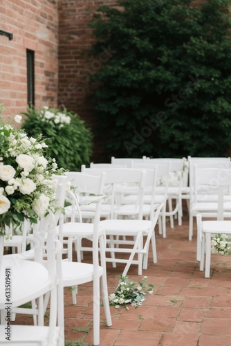 white chairs and flowers on a patio