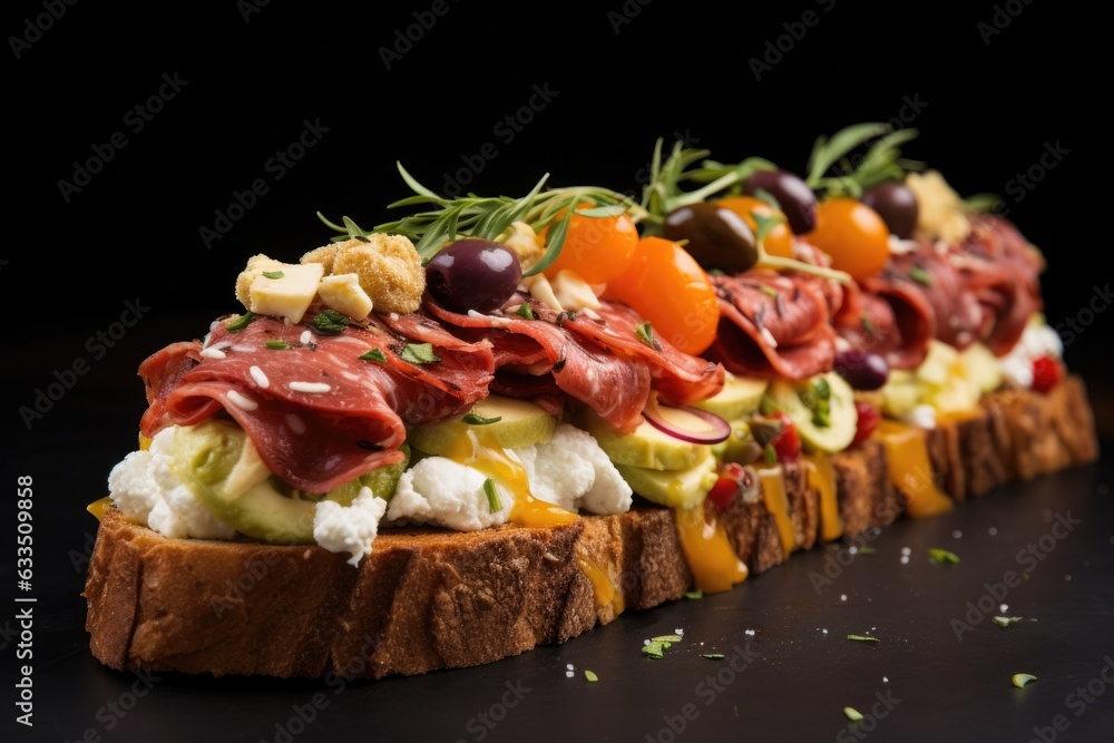 open-faced sandwich showcasing delicious toppings open-faced sandwich showcasing delicious toppings