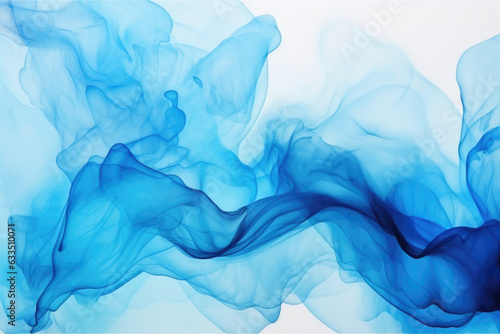 Abstract blue Smokey ink translucent design isolated on a white background