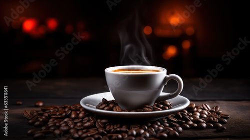 Sleek and stylish espresso coffee on retro table