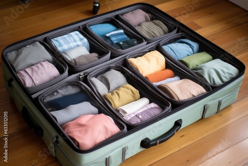packing cubes organized in a suitcase