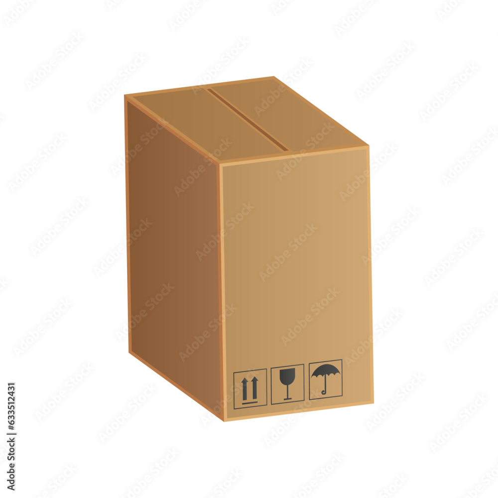 Cardboard box realistic vector illustration isolated on white background Cardboard box realistic vector illustration isolated on white background