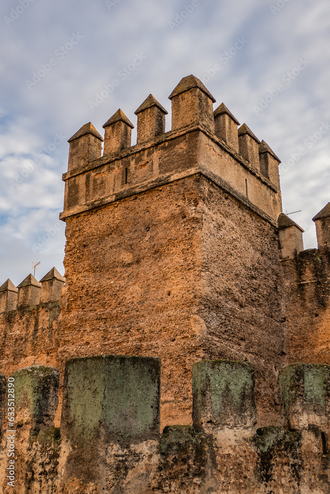 Ancient City Walls. Sevilla City Walls were first built by the Romans in the 1st century BC and then modified by others who conquered the city. Seville, Spain.