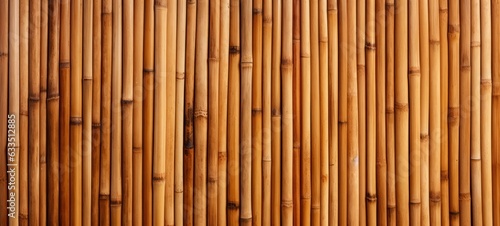 Bamboo texture background for interior or exterior design. Brown bamboo vertical wall texture. Japanese or chinese cane wall. Ai generated