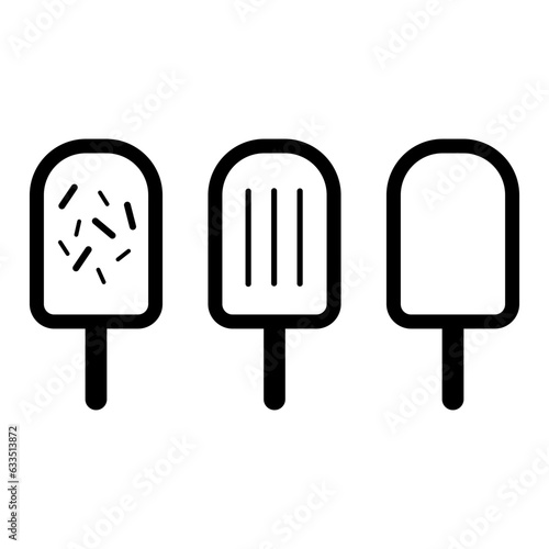 Popsicle icon set black outlines vector illustraiton