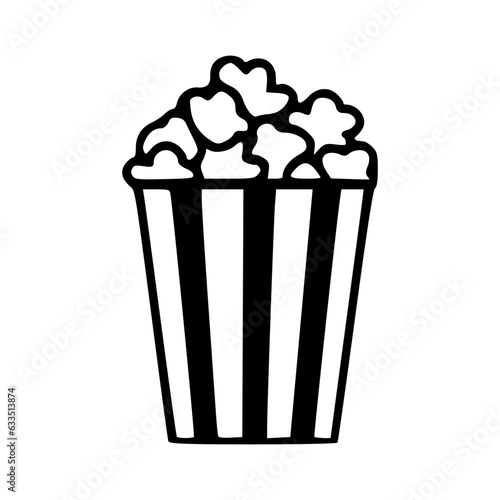 Popcorn bucket black outlines vector illustration