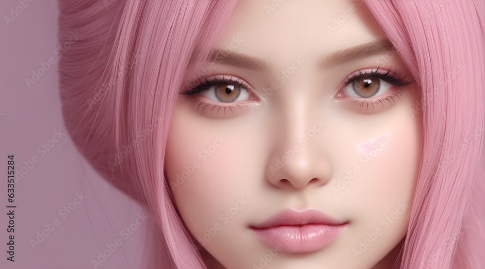close up portrait of a woman pink hair close up portrait of a woman pink hair