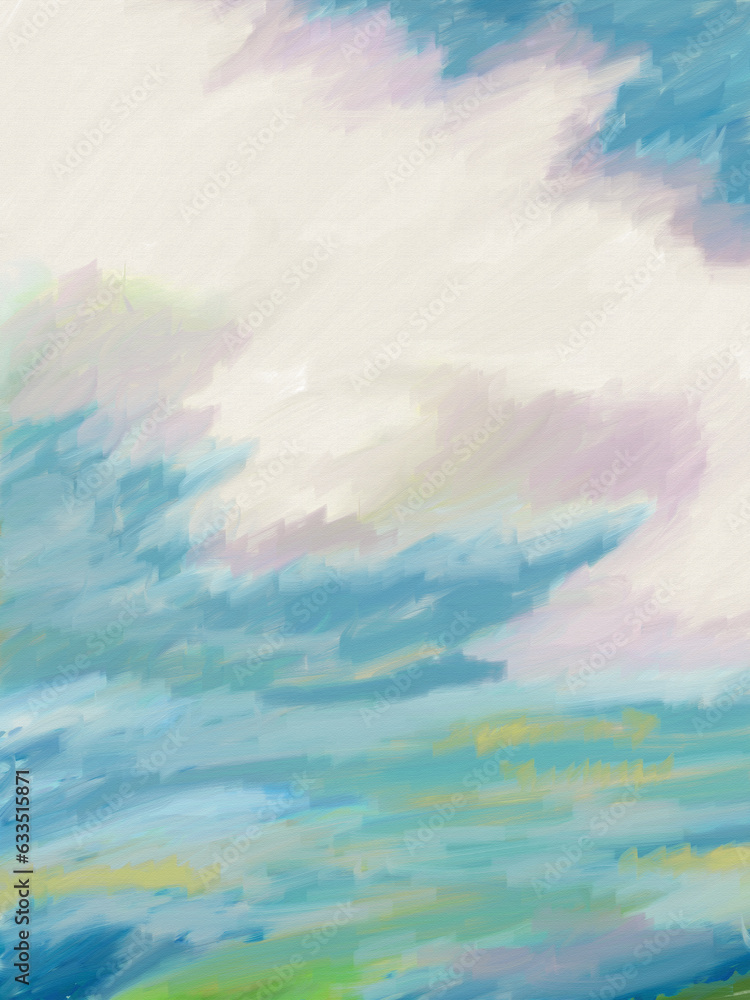 Impressionistic Cloudscape Digital Painting, Art, Artwork, Illustration for Background, Backdrop, or Wallpaper, Ads, Fliers, Posters, social media posts or ads, Publications, Art Class or Club post