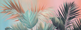 Multicolored palm leaves on a pastel background. AI generated. Illustration for design, poster or print.